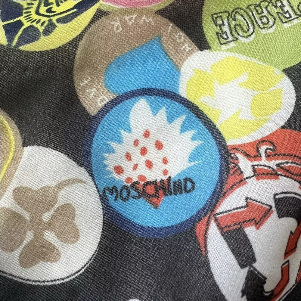 Moschino Silk Peace and Love Activist Button Scarf. - Picture 7 of 13